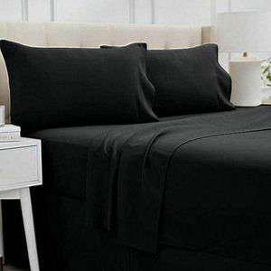 Full 4 Piece Black Soft Microfiber Breathable Wrinkle Sheets and Pillowcase Sets